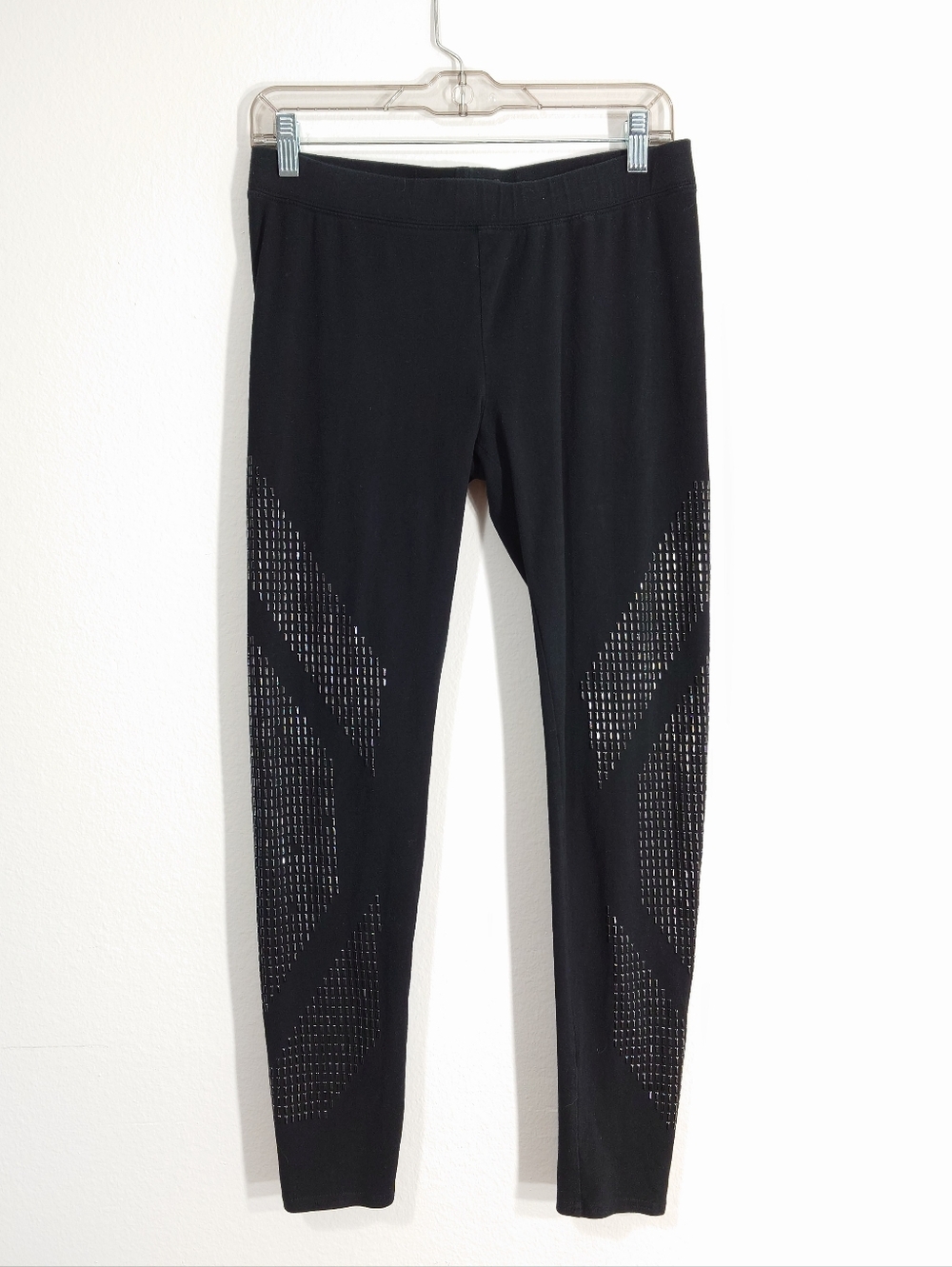 Rock & Republic Black Embellished Leggings Geometric Detail Stretch Pants